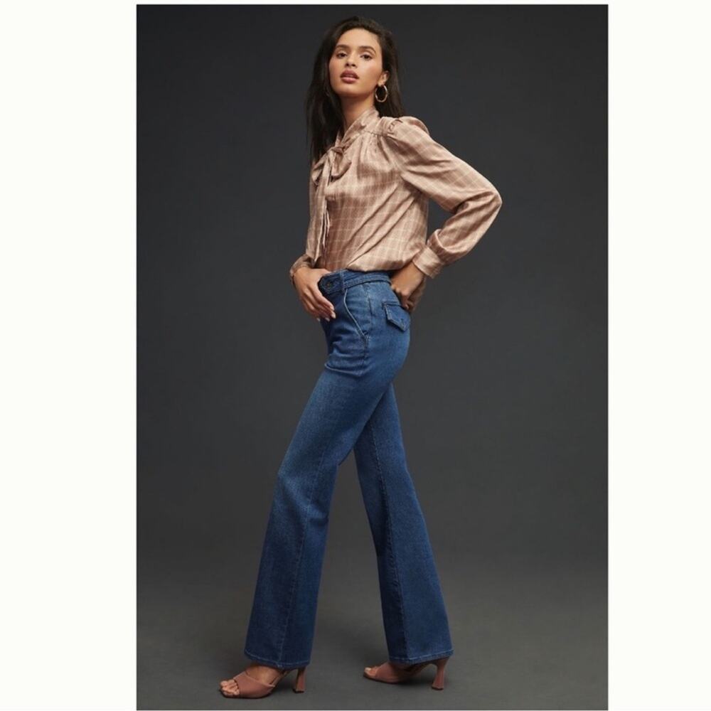 Pilcro Anthropologie Polished Mid Rise Blue Dark Wash Full Length Bootcut Jeans - Picture 2 of 15